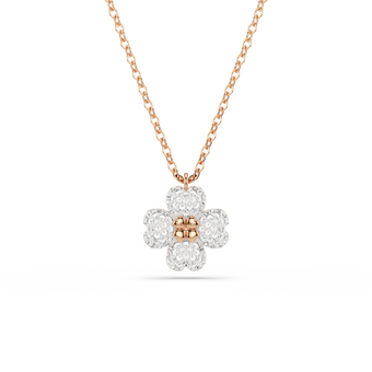 swarovski قلادة latisha، أحجار كريستال صغيرة متراصة، شكل زهرة برسيم، ألوان متعددة، طلاء باللون الذهبي الوردي
