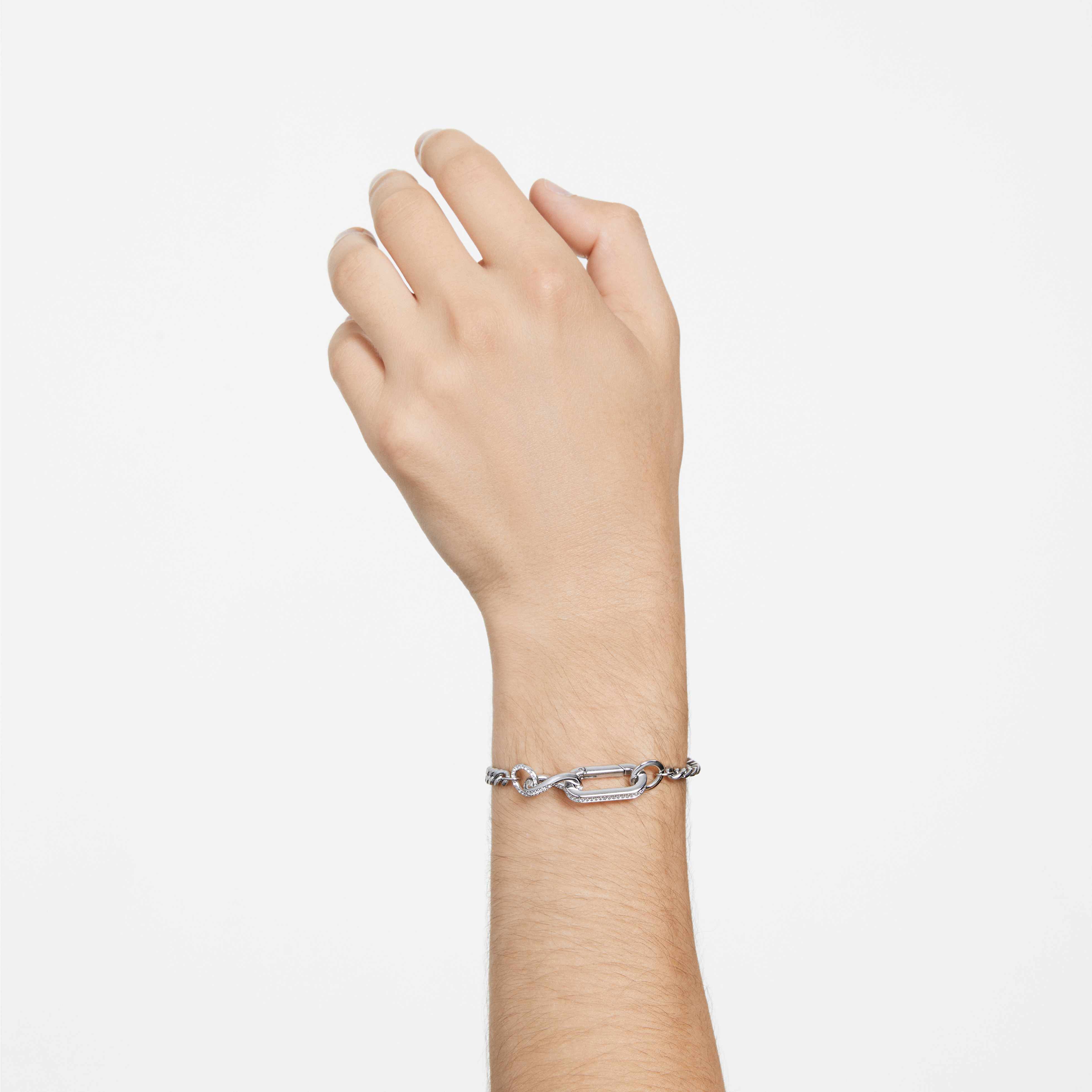 swarovski سوار dextera، مزدانة بكريستالات متراصة، حلقات متنوعة، لون أبيض، طلاء روديوم