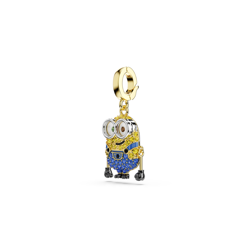 swarovski minions bob charm  pav   multicolored  gold tone plated