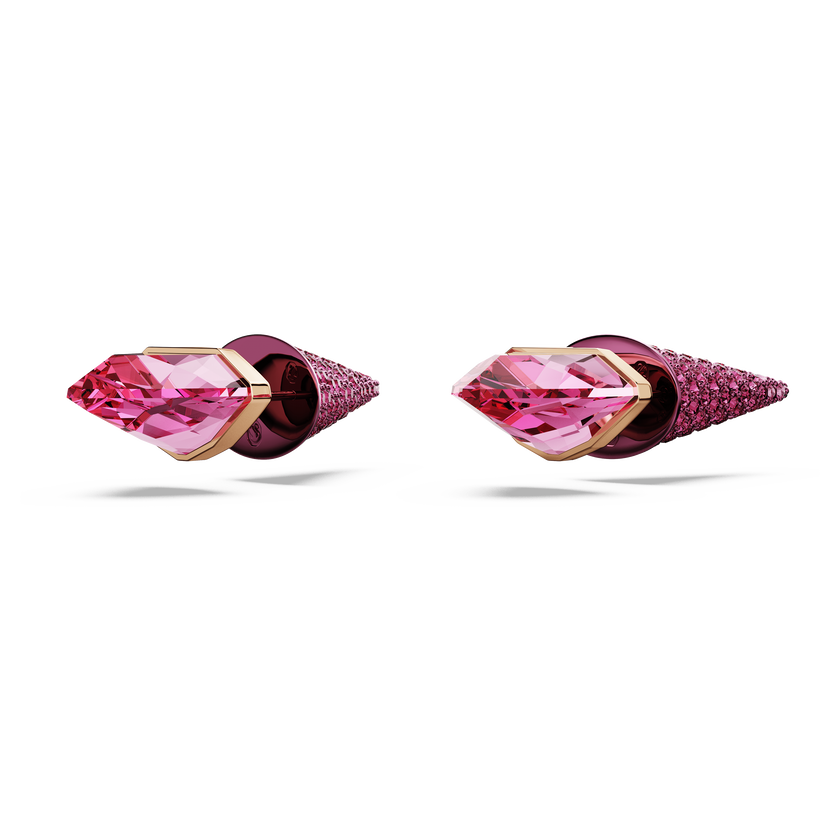 swarovski أقراط دبوسية lucent، أحجار كريستال صغيرة متراصة، شكل وتد، لون وردي، لمسة نهائية من معادن مختلطة