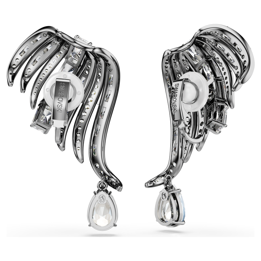 swarovski حلية الأذن the vienna collection، شكل ريشة، لون أبيض، طلاء روثينيوم