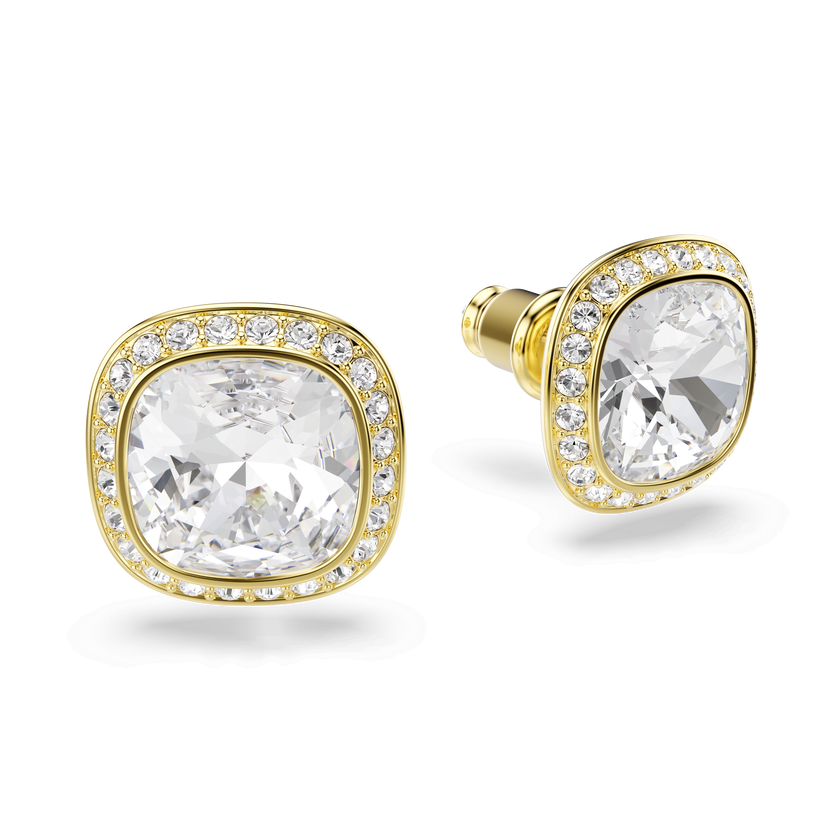 swarovski أقراط دبوسية una angelic، قطع كوشن، لون أبيض، لمسة نهائية من الذهب عيار 18 قيراط