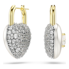 swarovski idyllia drop earrings  mixed cuts  heart  white  gold tone plated