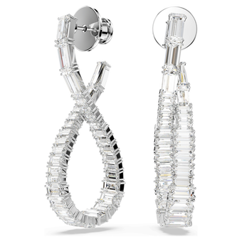 swarovski أقراط متدلية hyperbola، شكل إنفينيتي، لون أبيض، طلاء روديوم