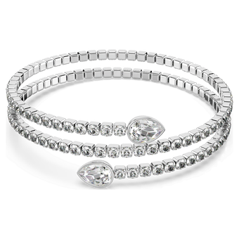 swarovski سوار twisty، قطع على شكل كمثرى، لون أبيض، لمسة نهائية من معادن مختلطة