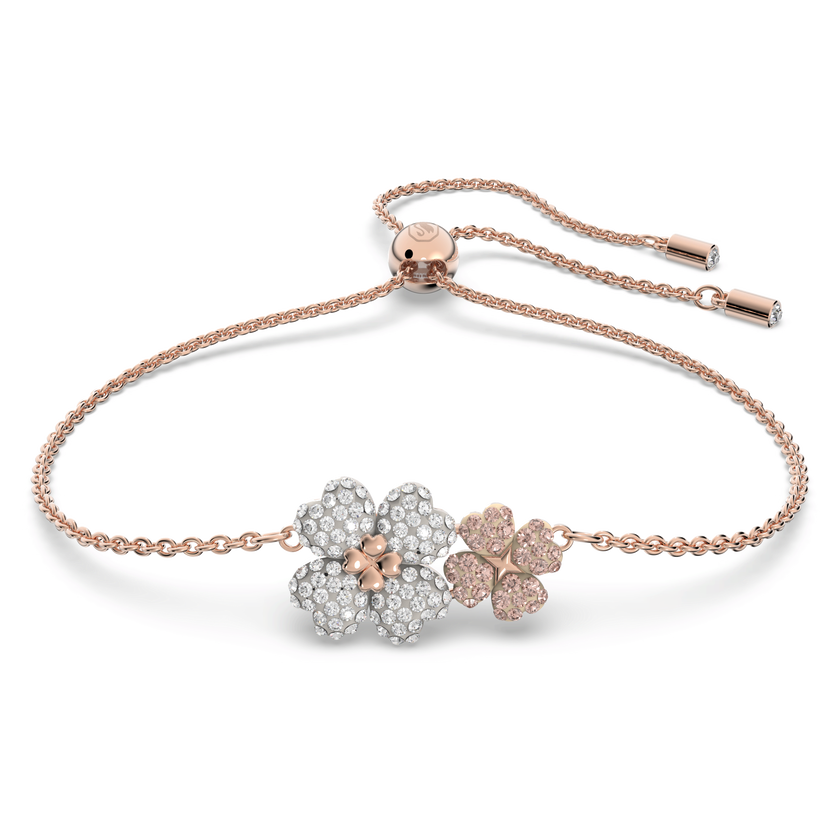 swarovski سوار latisha، شكل زهرة، ألوان متعددة، طلاء بلون ذهبي وردي