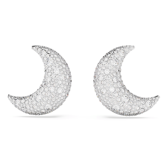 swarovski أقراط بمشبك sublima، على شكل هلال، لون أبيض، طلاء روديوم