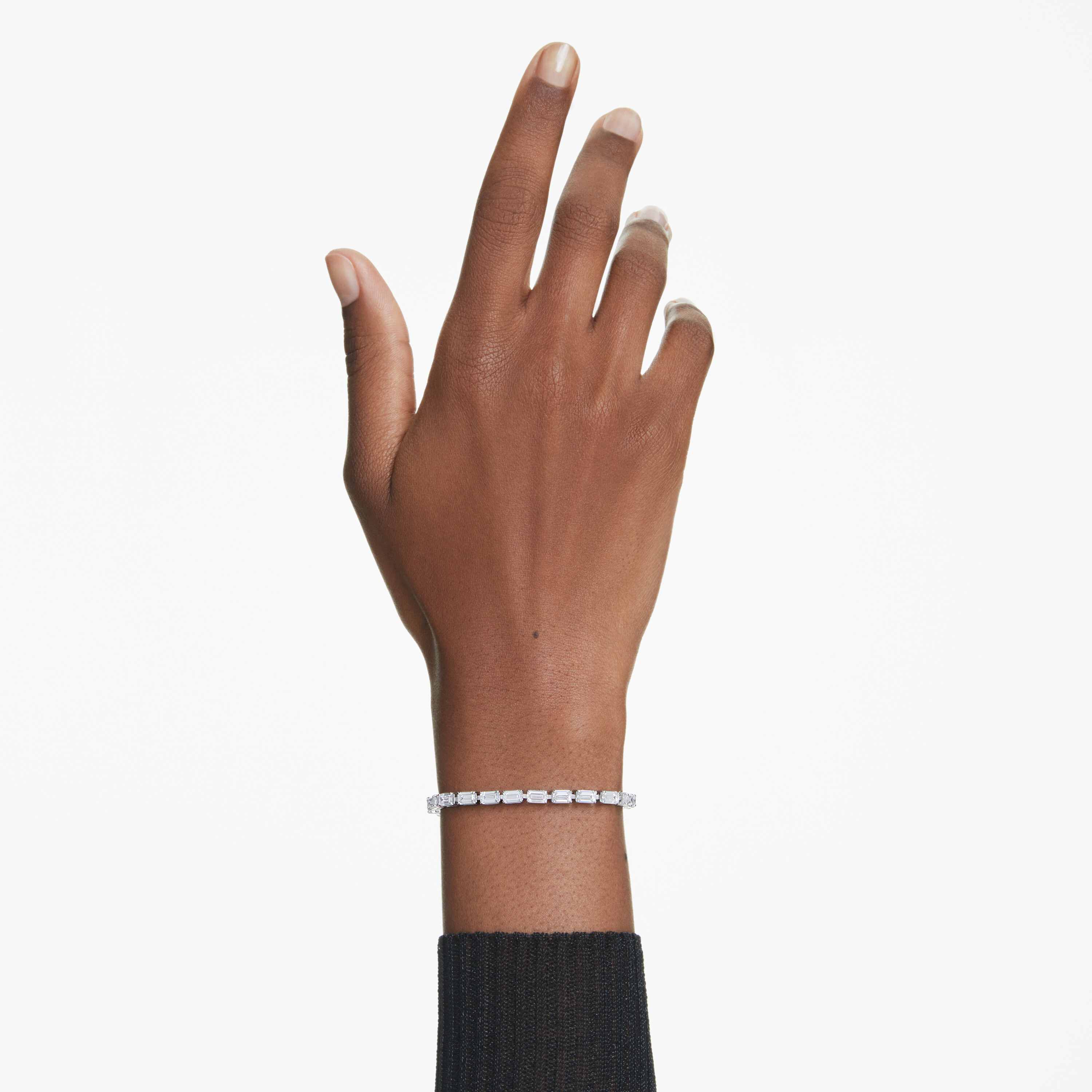 swarovski سوار matrix tennis، قطع باغيت، لون أبيض، طلاء روديوم