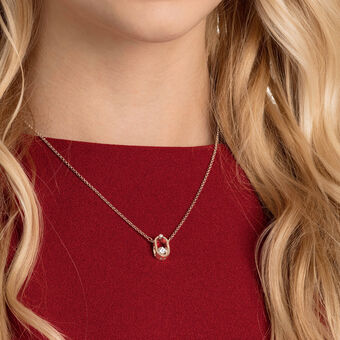 swarovski عقد north، لون أبيض، طلاء ذهبي وردي