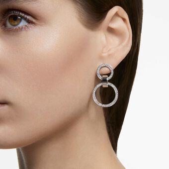 swarovski أقراط حلقية hollow، لون أبيض، طلاء روديوم
