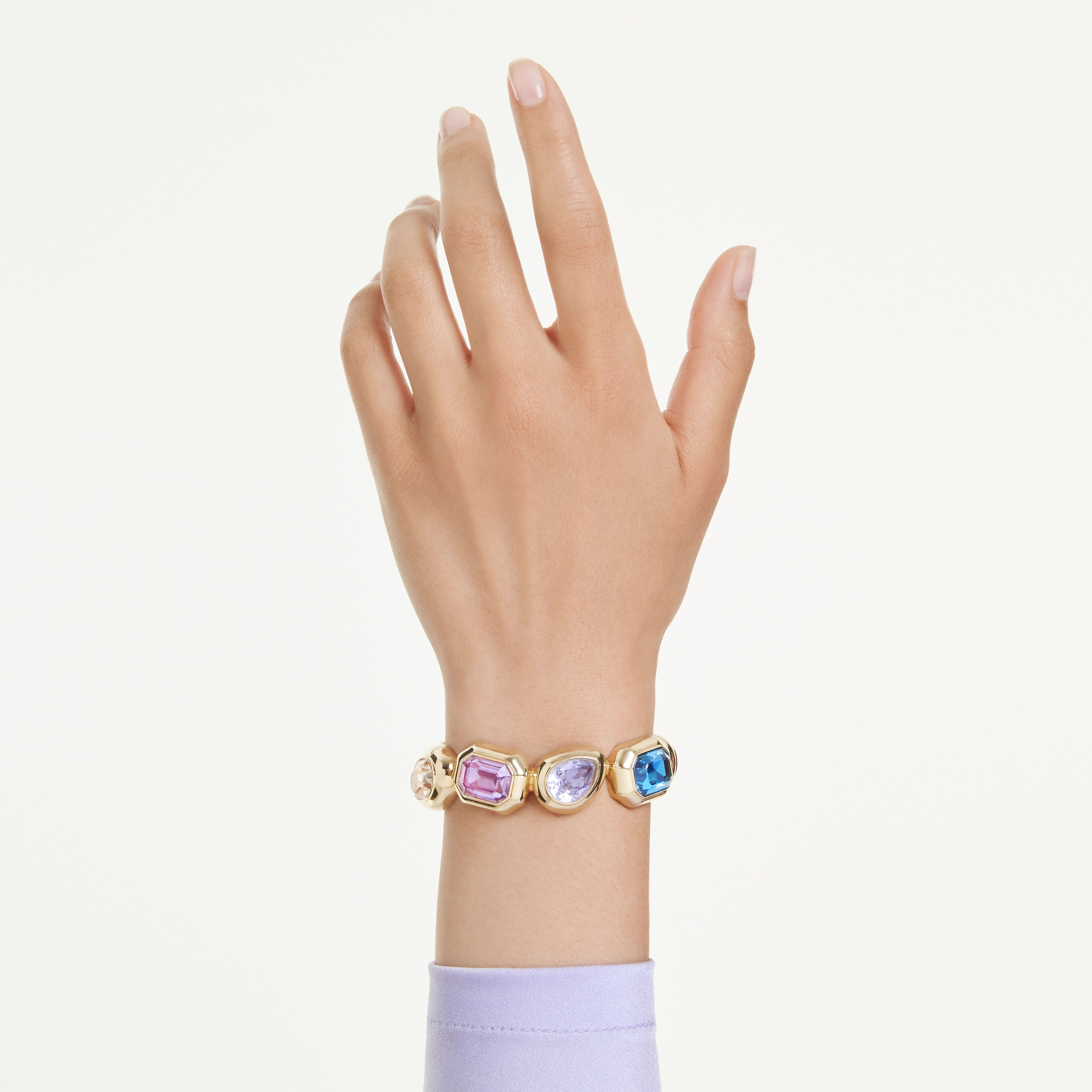 swarovski سوار gema، أحجار كريستال كبيرة، قطع متنوع، ألوان متعددة، طلاء باللون الذهبي