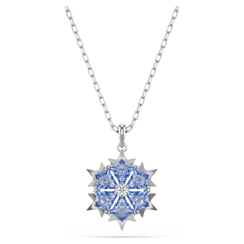 swarovski قلادة magic، شكل ندفة ثلج، لون أزرق، طلاء روديوم