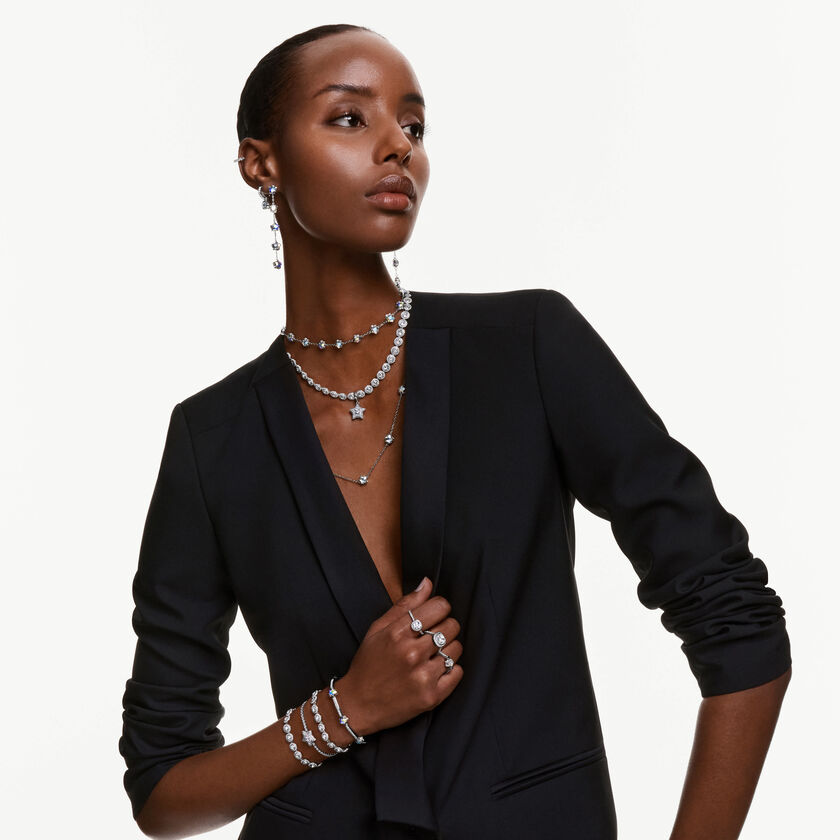 swarovski سوار sublima، قطع مُستدير، شكل نجمة، لون أبيض، طلاء روديوم