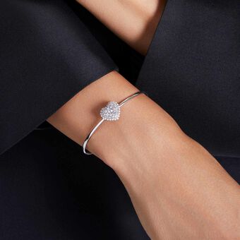 swarovski سوار idyllia، على شكل قلب، لون أبيض، طلاء روديوم