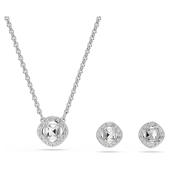 swarovski طقم una angelic، قطع مُستدير، لون أبيض، طلاء روديوم