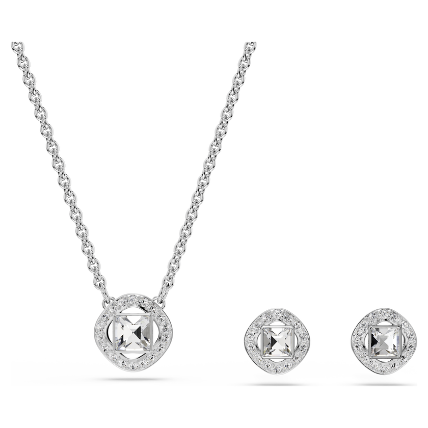 swarovski طقم una angelic، قطع مُستدير، لون أبيض، طلاء روديوم