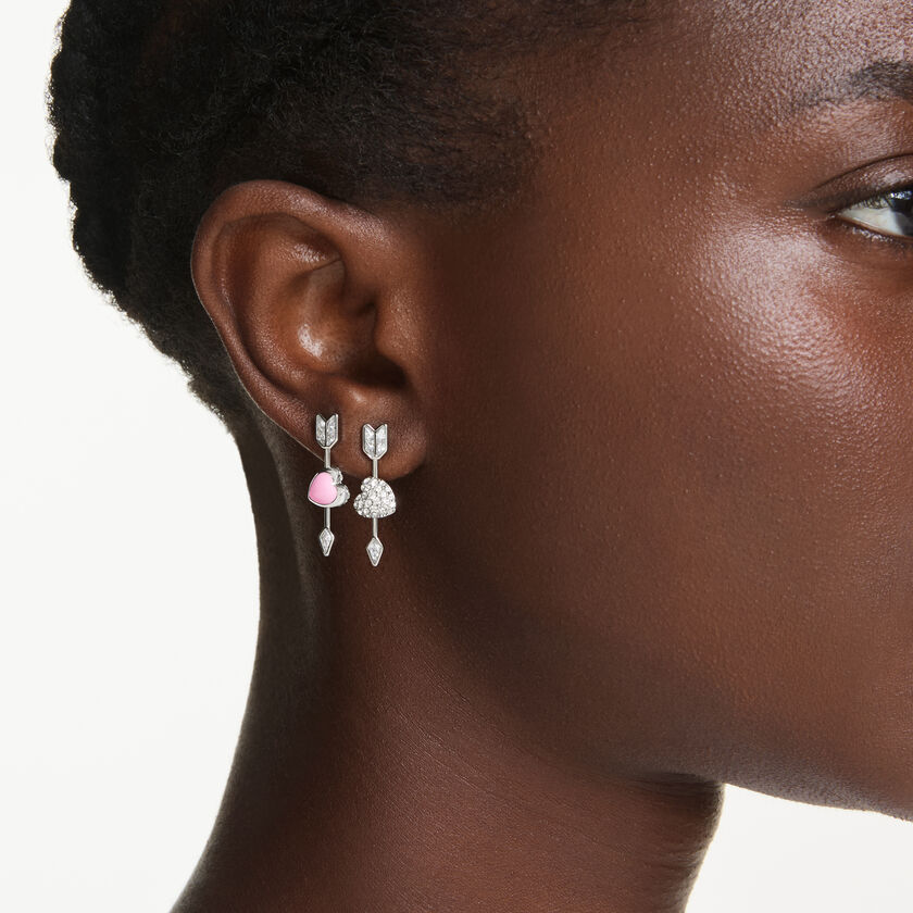 swarovski أقراط متدلية idyllia، قطع متنوع، شكل قلب وسهم، لون أبيض، طلاء روديوم