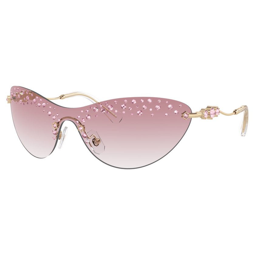 swarovski نظارة شمسية، شكل قناع، لون وردي