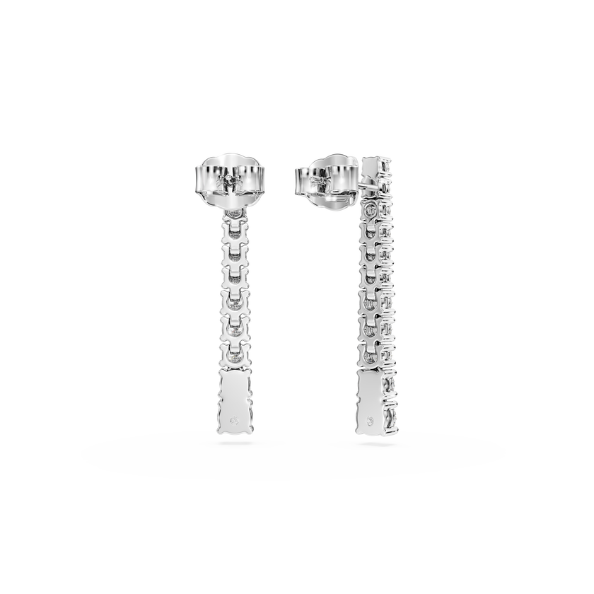 swarovski eternity drop earrings  lab grown diamonds 1 3 ct tw  round shape  18k white gold