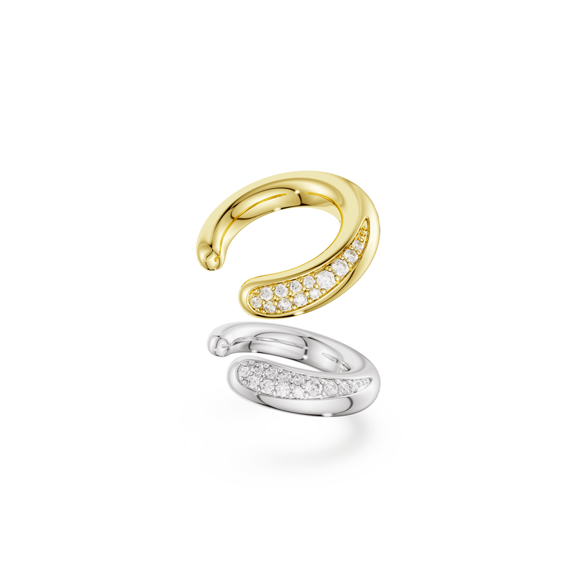 swarovski أساور الأذن classica، قطع مستدير، لون أبيض، فضة استرليني، لمسة نهائية من الذهب عيار 18 قيراط