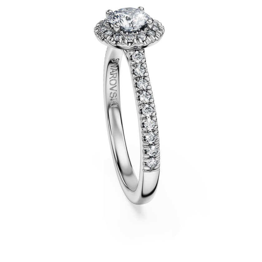 swarovski خاتم سوليتير eternity، ألماس مُصنع في المختبر إجمالي 0 8 قيراط، شكل دائري، ذهب أبيض عيار 18 قيراط