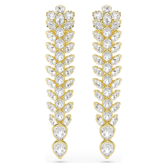 swarovski أقراط متدلية idyllia، قطع متنوع، تصميم طويل، لون أبيض، طلاء باللون الذهبي