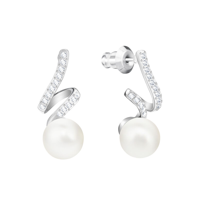 swarovski أقراط متدلية gabriella، لون أبيض، طلاء روديوم