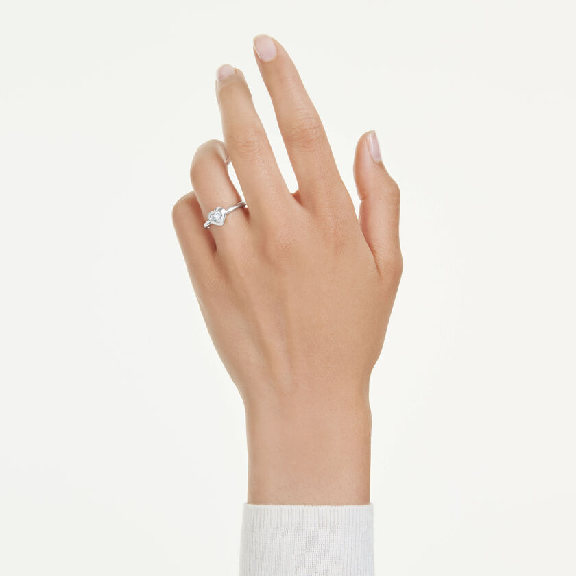 swarovski خاتم سوليتير eternity، ألماس مُصنع في المختبر إجمالي 0 5 قيراط، شكل قلب، فضة استرليني