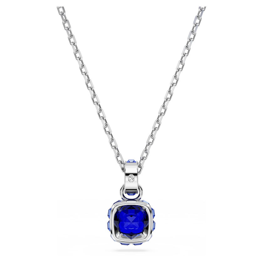 swarovski قلادة birthstone، قطع مربع، ديسمبر، لون أزرق، طلاء روديوم