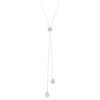 swarovski قلادة على شكل حرف y من عائلة una angelic، قطع مستدير، لون أبيض، طلاء روديوم