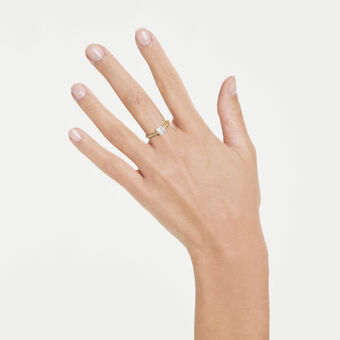 swarovski خاتم attract، قطع مربع، ترصيع بافيه، لون أبيض، لمسة نهائية من الذهب عيار 18 قيراط