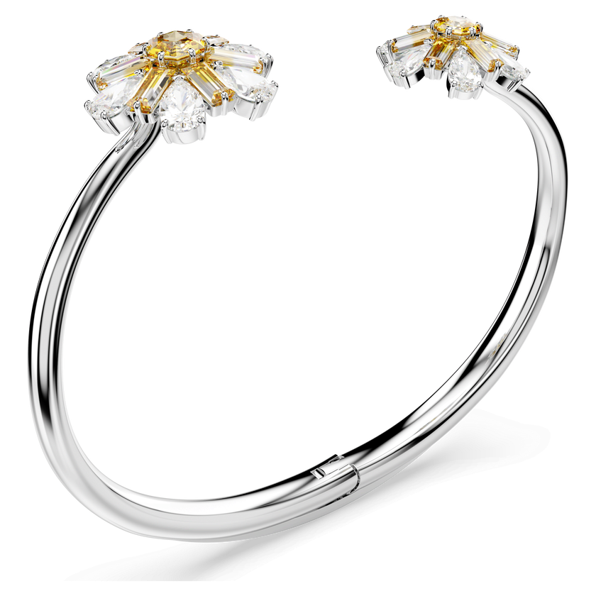 swarovski سوار idyllia، على شكل زهرة، لون أصفر، طلاء روديوم