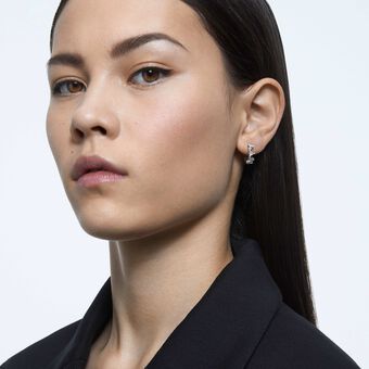 swarovski أقراط حلقية matrix، قطع مثلث، حجم صغير، لون أبيض، طلاء روديوم