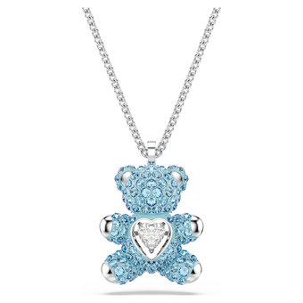 swarovski قلادة teddy، شكل دب، لون أزرق، طلاء روديوم