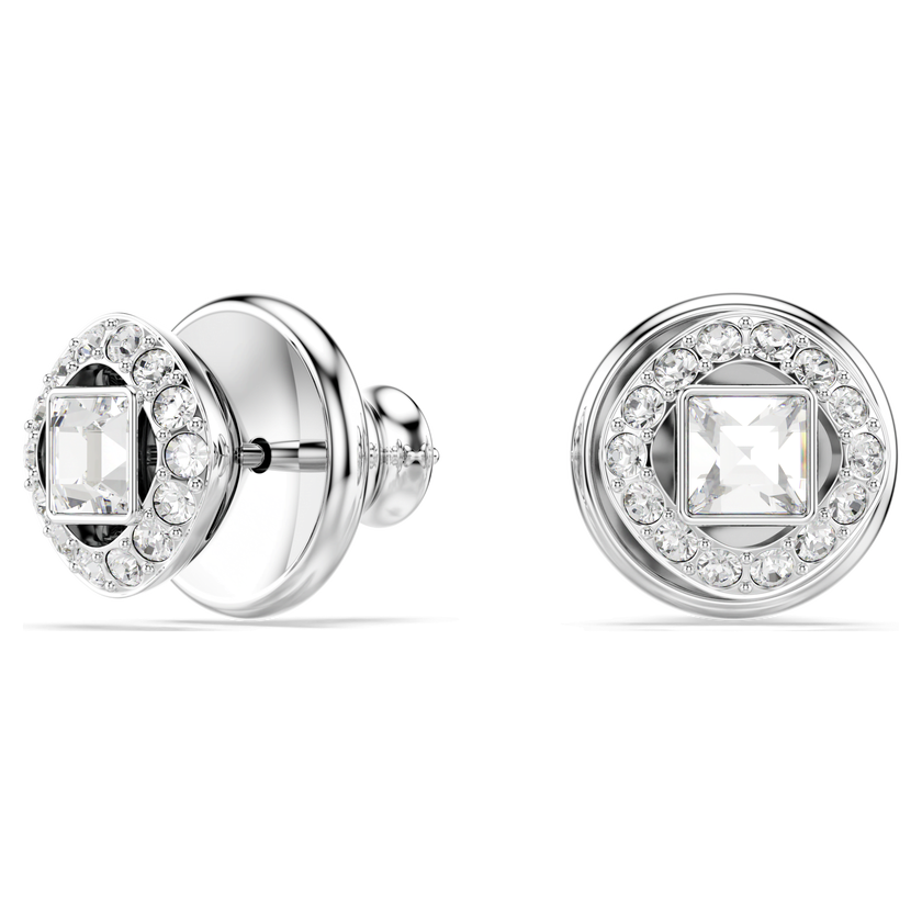swarovski أقراط دبوسية una angelic، قطع مستدير، لون أبيض، طلاء روديوم