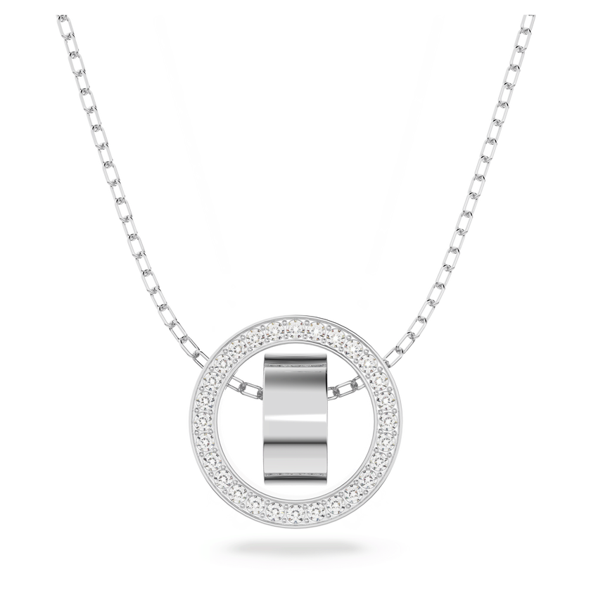 swarovski قلادة hollow، دائرية، لون أبيض، طلاء روديوم