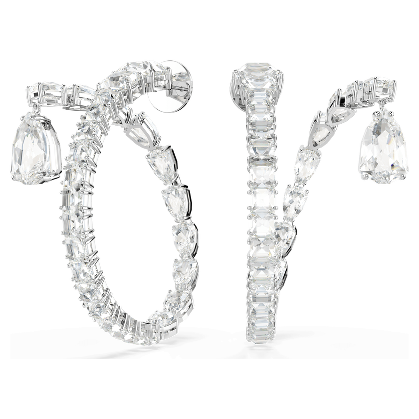 swarovski أقراط حلقية matrix، قطع متنوع، لون أبيض، طلاء روديوم