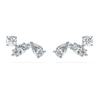 swarovski أقراط دبوسية galaxy، ألماس مُصنع في المختبر إجمالي 0 5 قيراط، شكل دائري، فضة استرليني