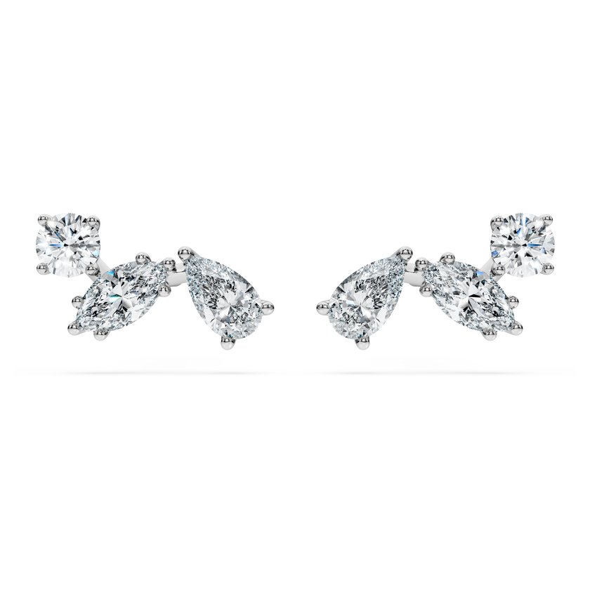 swarovski أقراط دبوسية galaxy، ألماس مُصنع في المختبر إجمالي 0 5 قيراط، شكل دائري، فضة استرليني