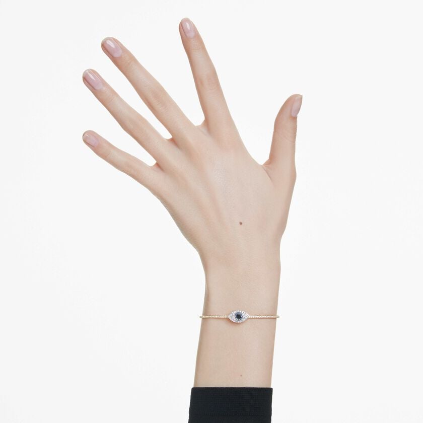 swarovski سوار symbolica، شكل عين الحسود، لون أزرق، لمسة نهائية من الذهب عيار 18 قيراط