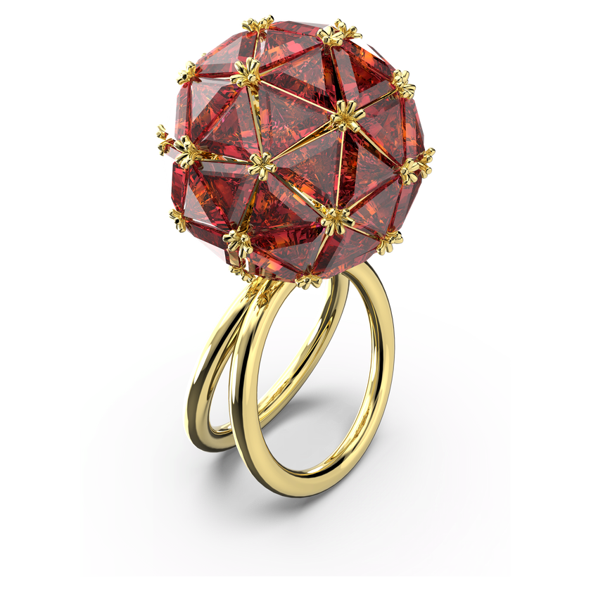 swarovski خاتم curiosa كوكتيل، دائري، لون أحمر، طلاء بلون ذهبي