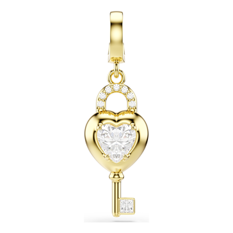swarovski تعليقة idyllia، قطع متنوع، شكل قلب ومفتاح، لون أبيض، لمسة نهائية من الذهب عيار 18 قيراط