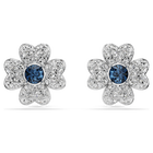swarovski symbolica stud earrings  clover  blue  rhodium plated