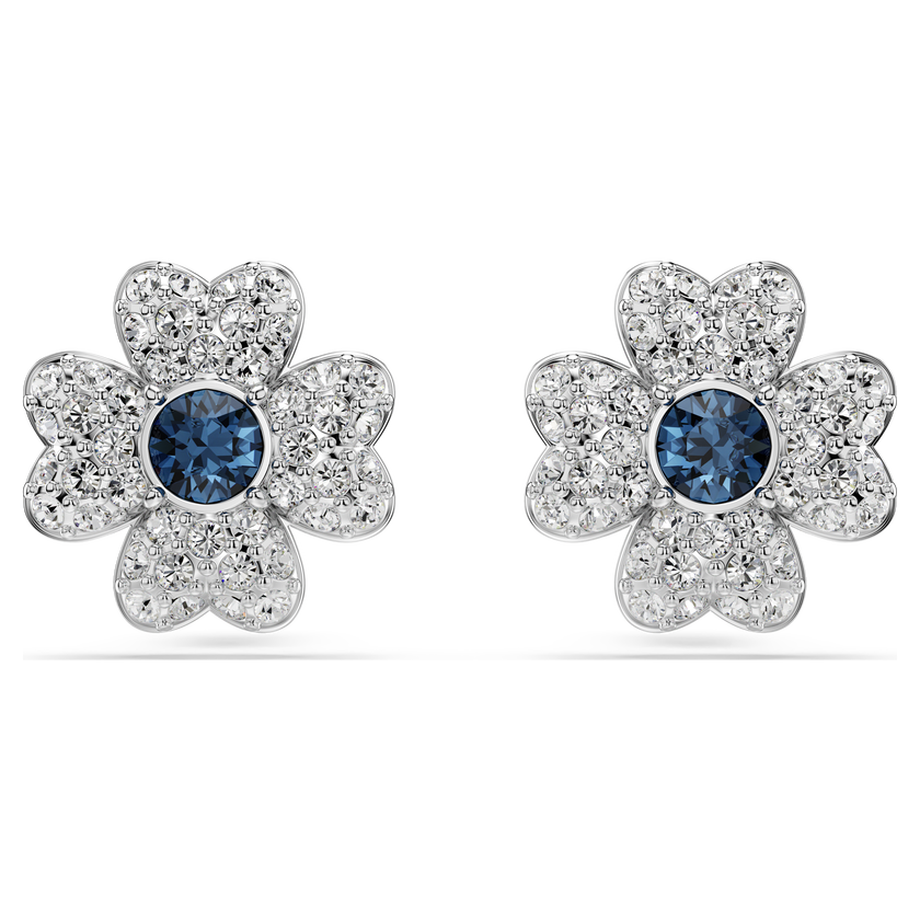 swarovski symbolica stud earrings  clover  blue  rhodium plated