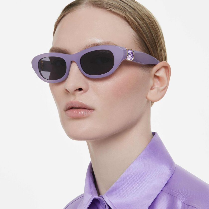 swarovski نظارة شمسية، شكل وسادة، لون أرجواني