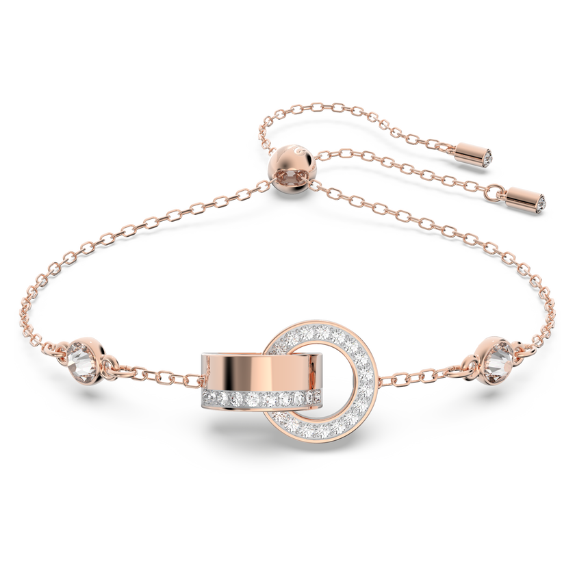 swarovski سوار hollow، لون أبيض، طلاء ذهبي وردي