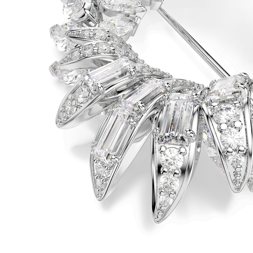 swarovski بروش mesmera، قطع ماركيز، لون أبيض، طلاء روديوم