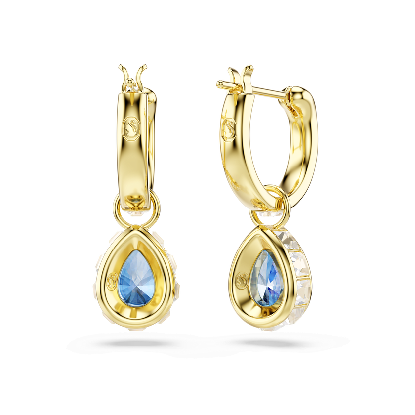 swarovski أقراط متدلية chroma، قطع على شكل كمثرى، لون أزرق، لمسة نهائية من الذهب عيار 18 قيراط