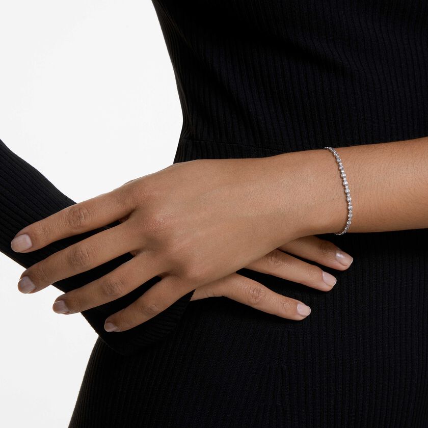 swarovski سوار تنس matrix، قطع مستدير، لون أبيض، طلاء روديوم