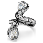 swarovski خاتم مفتوح the vienna collection، شكل ريشة، لون أبيض، طلاء روثينيوم